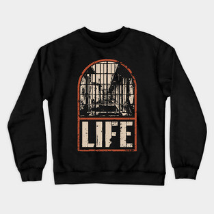 Prison Life Sentence Poster - Dark Retro Justice Artwork Crewneck Sweatshirt