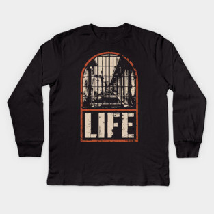Prison Life Sentence Poster - Dark Retro Justice Artwork Kids Long Sleeve T-Shirt