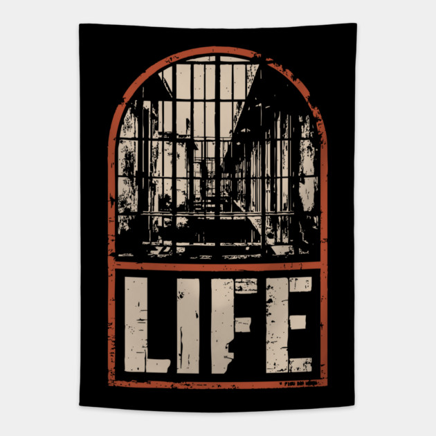 Prison Life Sentence Poster - Dark Retro Justice Artwork Tapestry by TuncGK