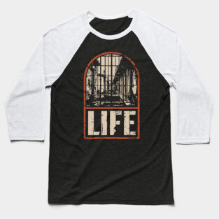 Prison Life Sentence Poster - Dark Retro Justice Artwork Baseball T-Shirt