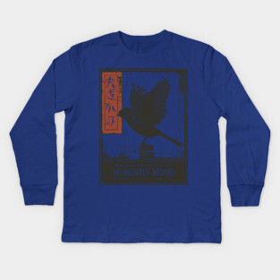 Memento Mori Crow Art - Vintage Mortality and Philosophy Poster Kids Long Sleeve T-Shirt