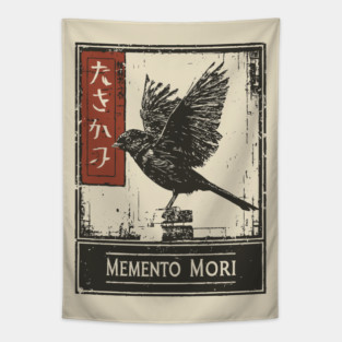 Memento Mori Crow Art - Vintage Mortality and Philosophy Poster Tapestry