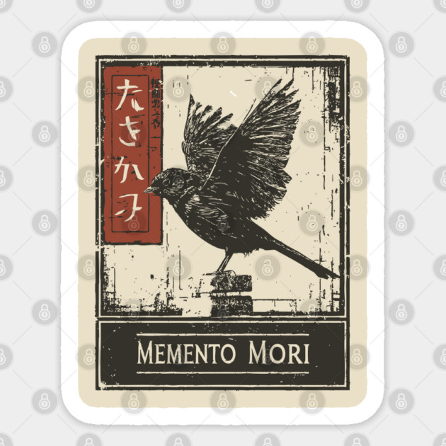 Memento Mori Crow Art - Vintage Mortality and Philosophy Poster Sticker by TuncGK