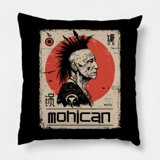 Mohican Warrior Vintage Poster - Native American Heritage Art Pillow