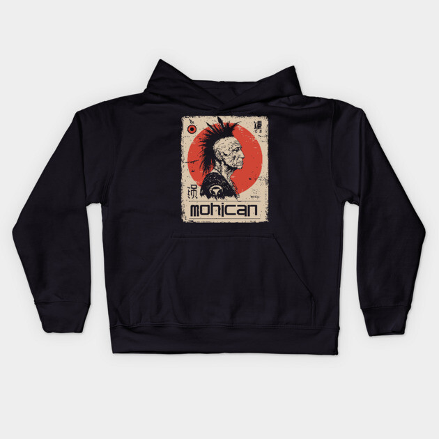 Mohican Warrior Vintage Poster - Native American Heritage Art Kids Hoodie by TuncGK