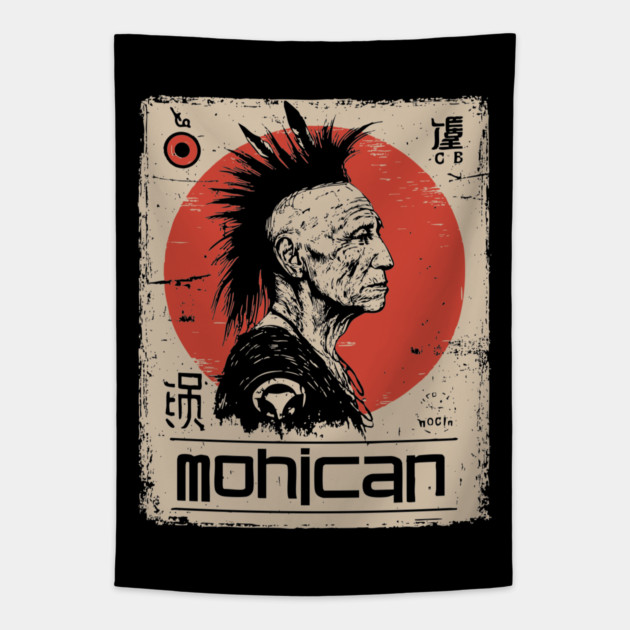 Mohican Warrior Vintage Poster - Native American Heritage Art Tapestry by TuncGK