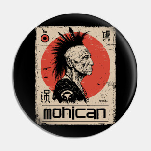 Mohican Warrior Vintage Poster - Native American Heritage Art Pin