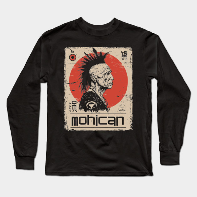 Mohican Warrior Vintage Poster - Native American Heritage Art Long Sleeve T-Shirt by TuncGK