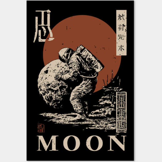 Moon Atlas Poster - Cosmic Power and Exploration Vintage Art Wall Art by TuncGK