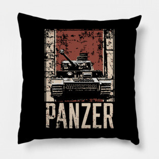 Panzer Tank Poster - Vintage Military Vehicle War Art Pillow