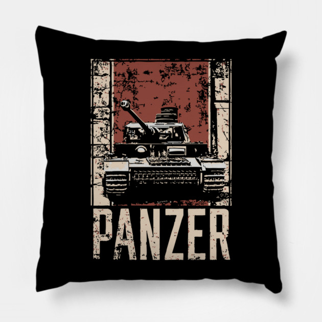 Panzer Tank Poster - Vintage Military Vehicle War Art Pillow by TuncGK