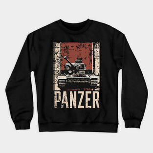 Panzer Tank Poster - Vintage Military Vehicle War Art Crewneck Sweatshirt