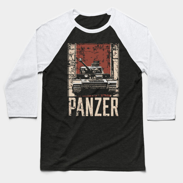 Panzer Tank Poster - Vintage Military Vehicle War Art Baseball T-Shirt by TuncGK