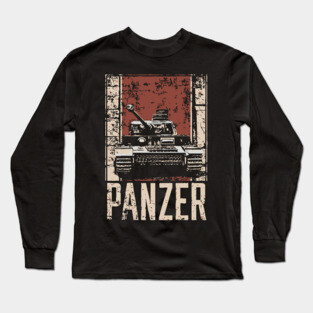 Panzer Tank Poster - Vintage Military Vehicle War Art Long Sleeve T-Shirt