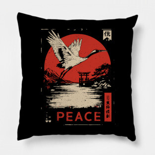 Peace Crane Poster - Vintage Symbol of Hope and Harmony Pillow