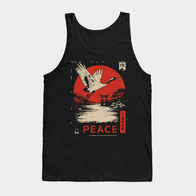 Peace Crane Poster - Vintage Symbol of Hope and Harmony Tank Top by TuncGK