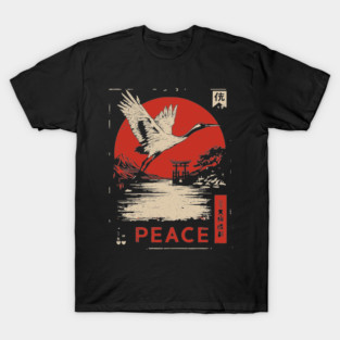 Peace Crane Poster - Vintage Symbol of Hope and Harmony T-Shirt