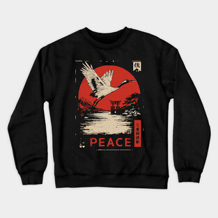Peace Crane Poster - Vintage Symbol of Hope and Harmony Crewneck Sweatshirt
