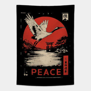 Peace Crane Poster - Vintage Symbol of Hope and Harmony Tapestry