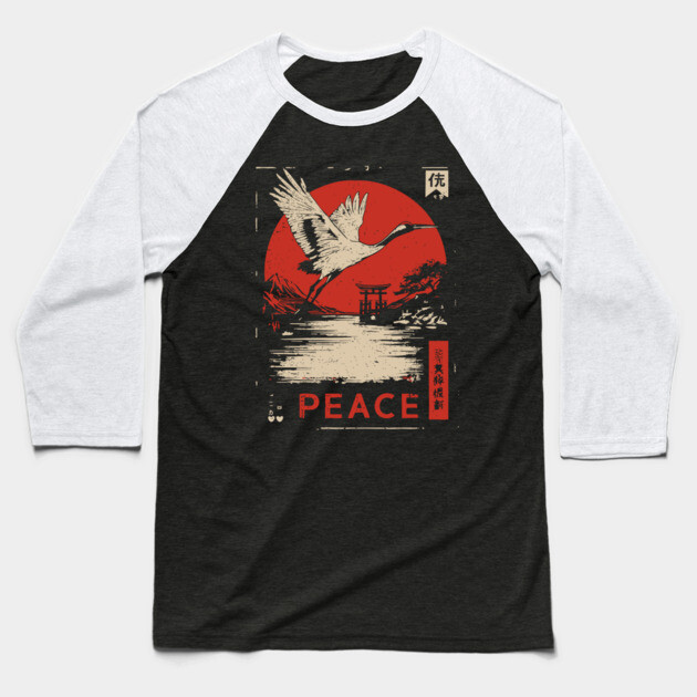 Peace Crane Poster - Vintage Symbol of Hope and Harmony Baseball T-Shirt by TuncGK