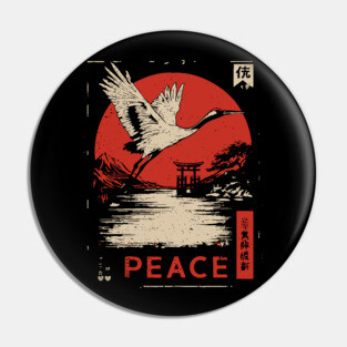 Peace Crane Poster - Vintage Symbol of Hope and Harmony Pin