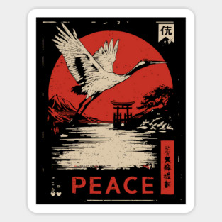 Peace Crane Poster - Vintage Symbol of Hope and Harmony Sticker