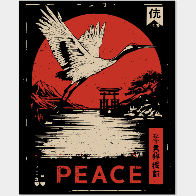Peace Crane Poster - Vintage Symbol of Hope and Harmony Wall Art by TuncGK