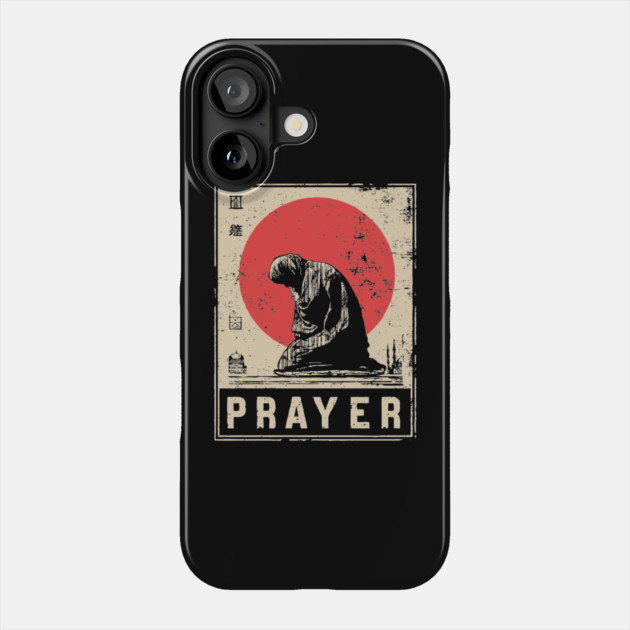 Prayer Meditation Poster - Vintage Spiritual Devotion Artwork Phone Case by TuncGK