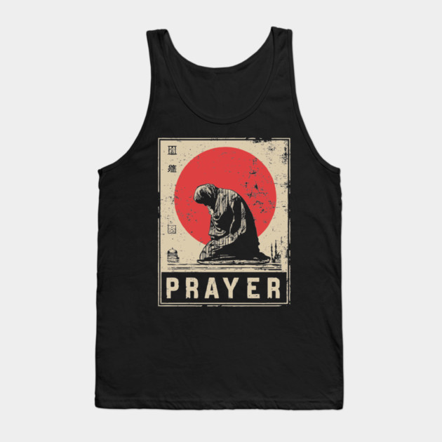 Prayer Meditation Poster - Vintage Spiritual Devotion Artwork Tank Top by TuncGK