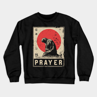 Prayer Meditation Poster - Vintage Spiritual Devotion Artwork Crewneck Sweatshirt