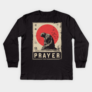 Prayer Meditation Poster - Vintage Spiritual Devotion Artwork Kids Long Sleeve T-Shirt