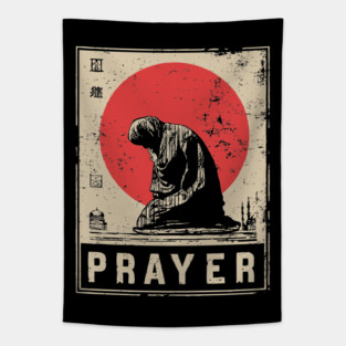 Prayer Meditation Poster - Vintage Spiritual Devotion Artwork Tapestry