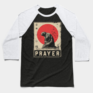 Prayer Meditation Poster - Vintage Spiritual Devotion Artwork Baseball T-Shirt