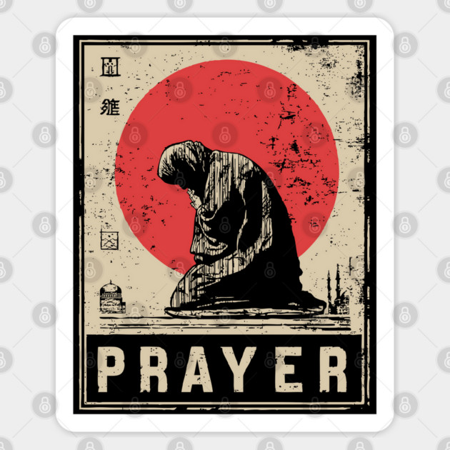 Prayer Meditation Poster - Vintage Spiritual Devotion Artwork Sticker by TuncGK