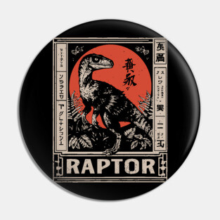 Vintage Raptor Dinosaur Poster - Fierce Prehistoric Predator Art Pin