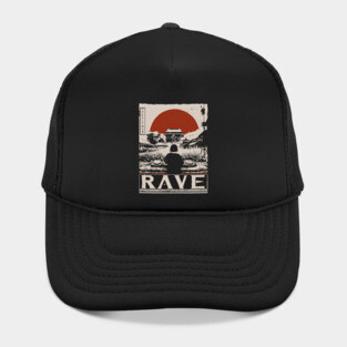 Rave DJ Poster - Vintage Electronic Music Festival Artwork Hat