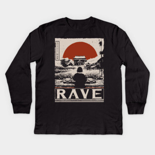 Rave DJ Poster - Vintage Electronic Music Festival Artwork Kids Long Sleeve T-Shirt