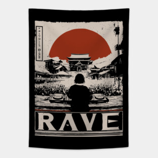 Rave DJ Poster - Vintage Electronic Music Festival Artwork Tapestry
