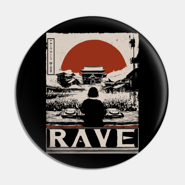 Rave DJ Poster - Vintage Electronic Music Festival Artwork Pin by TuncGK