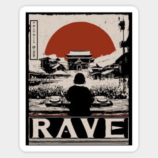 Rave DJ Poster - Vintage Electronic Music Festival Artwork Sticker