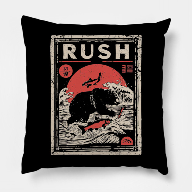 Salmon Rush Poster - Nature's Journey Vintage Wildlife Art Pillow by TuncGK