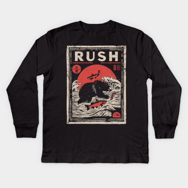 Salmon Rush Poster - Nature's Journey Vintage Wildlife Art Kids Long Sleeve T-Shirt by TuncGK