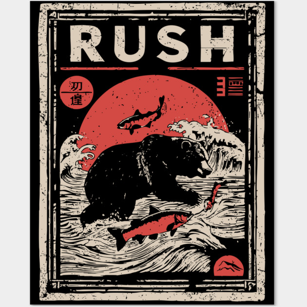 Salmon Rush Poster - Nature's Journey Vintage Wildlife Art Wall Art by TuncGK