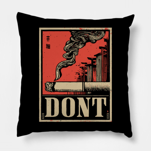 Don't Smoke Poster - Retro Health Poster Pillow by TuncGK