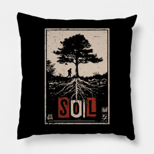Soil and Tree Roots Poster - Vintage Nature Growth Artwork Pillow
