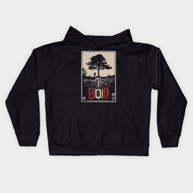 Soil and Tree Roots Poster - Vintage Nature Growth Artwork Kids Hoodie by TuncGK