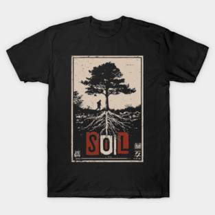 Soil and Tree Roots Poster - Vintage Nature Growth Artwork T-Shirt
