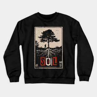 Soil and Tree Roots Poster - Vintage Nature Growth Artwork Crewneck Sweatshirt