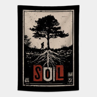 Soil and Tree Roots Poster - Vintage Nature Growth Artwork Tapestry