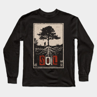 Soil and Tree Roots Poster - Vintage Nature Growth Artwork Long Sleeve T-Shirt